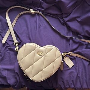 Coach Cream Quilted Heart Crossbody Bag